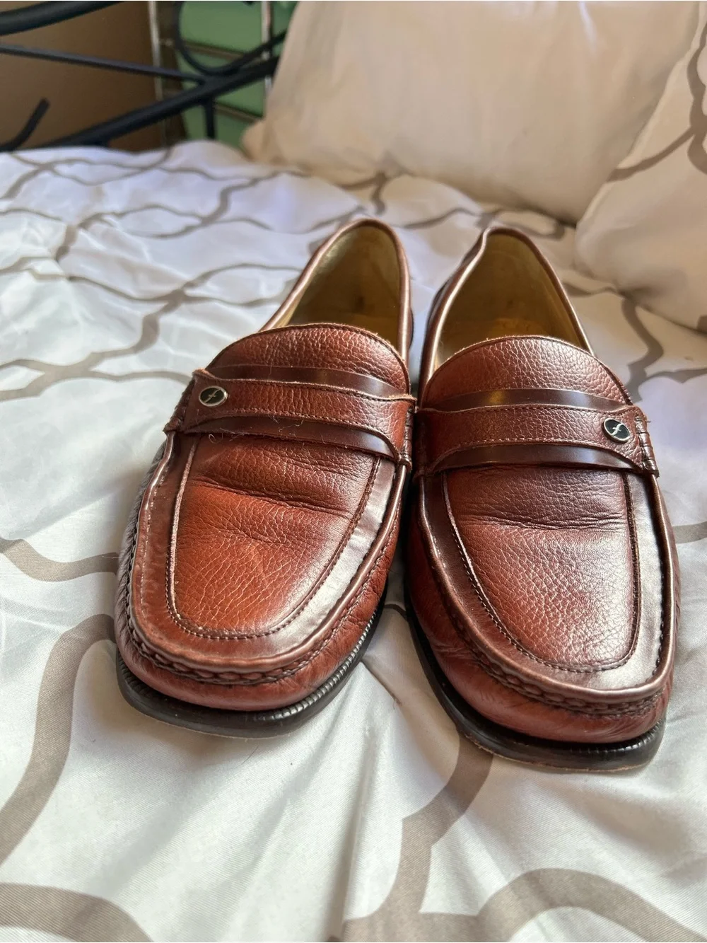 Vintage 80’s Florsheim Imperial peppled leather loafer. Made in Brazil. Mens 10